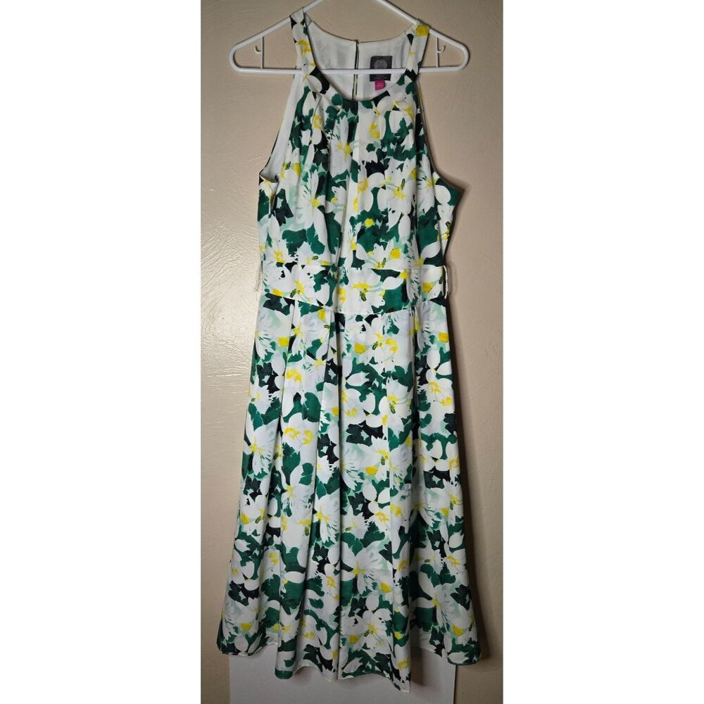 Vincent Camuto Floral Dress Halter Dress Size 14 Spring Easter MIdi Brunch Date